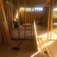 Looking from the office through to the studio.