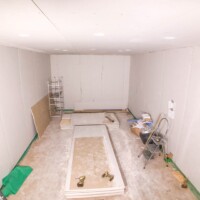 Plasterboard in the studio done!